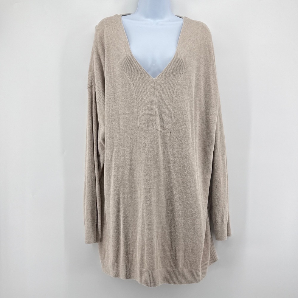 Barefoot Dreams 2X CozyChic Ultra Lite V-Neck Seamed Pullover Sweater Tunic Plus